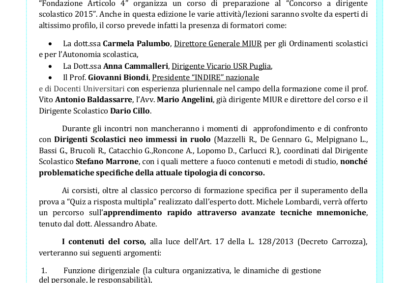 Corso Dirigente FondArt4